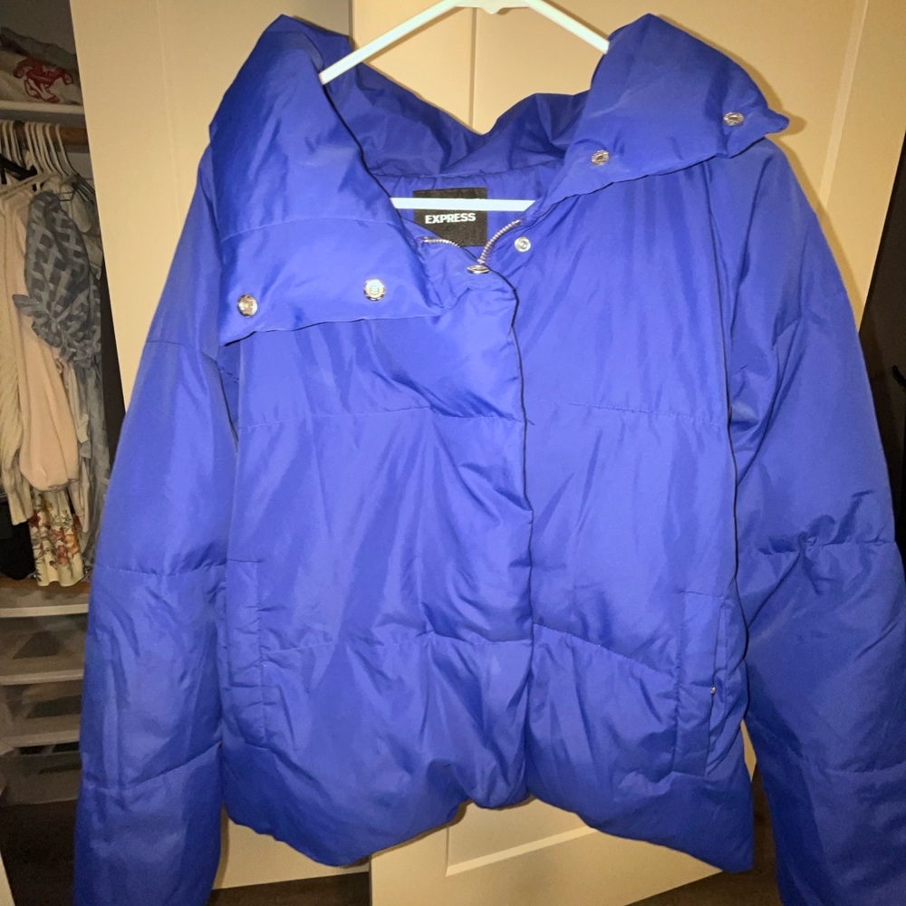 Express Women's Vibrant Blue Puffer Coat